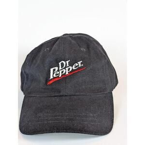 Vintage Dr Pepper Black Embroidered Hat KCCaps Roadster Strapback 1990s Promo